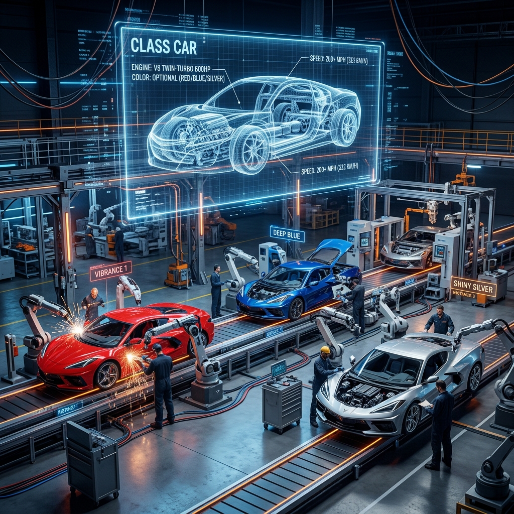 Classes and Objects Factory Analogy