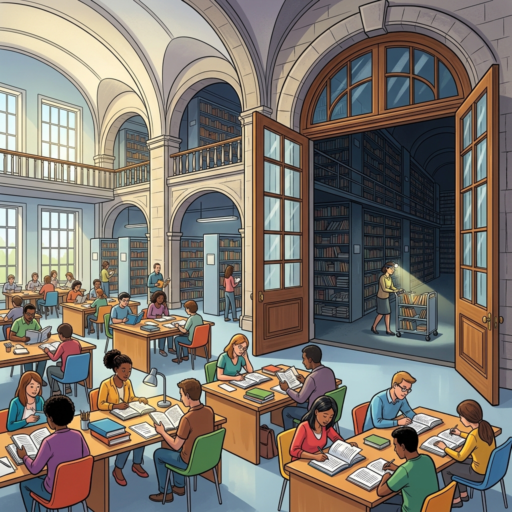 The Library Analogy — Reading Room vs Warehouse